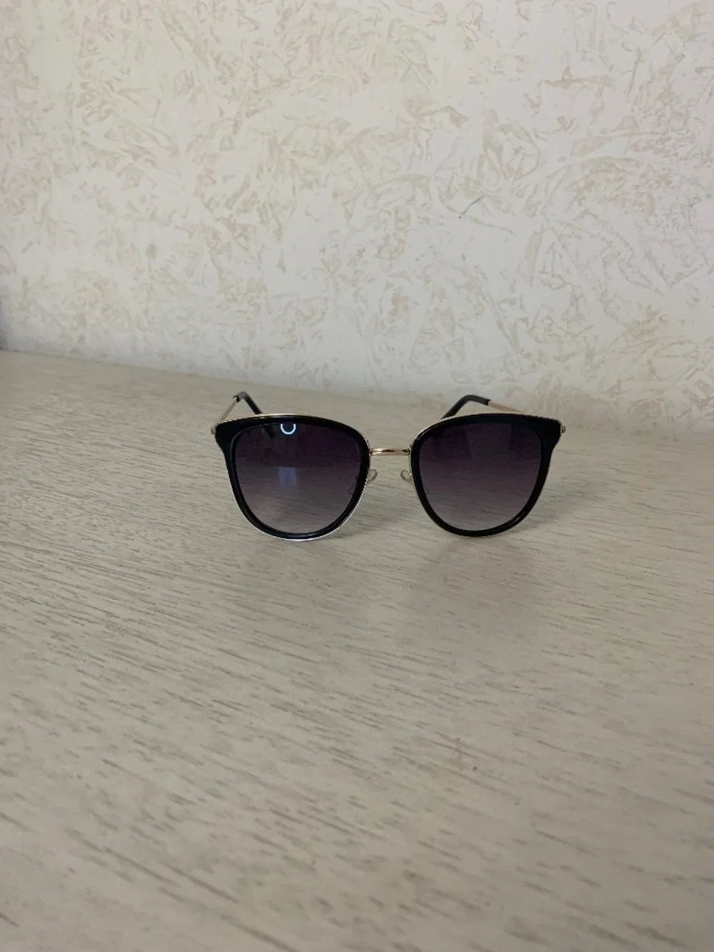 Women’s Black and Gold-Toned Framed Sunglasses